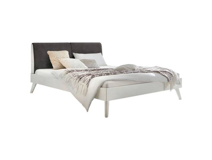 Hasena Bett, Anthrazit, Weiß, 160x200 cm, Über- und Sondergrößen erhältlich, gepolstertes Kopfteil, in verschiedenen Holzarten Größen erhältlich, Schlafzimmer, Betten, Doppelbetten