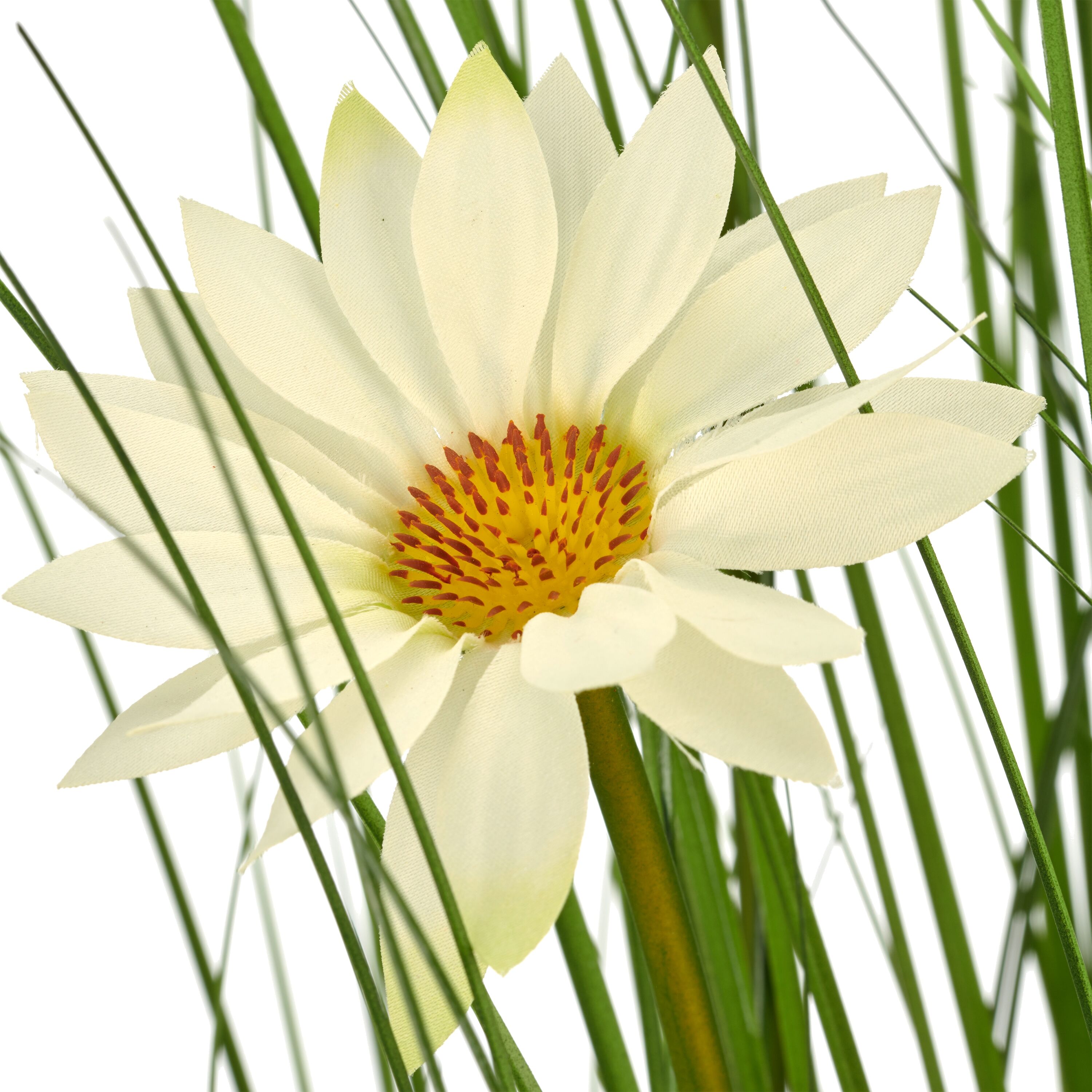 Kunstgras CREATIV GREEN "Gras mit Margeriten", grün, H:91cm, Obermaterial: 95% Kunststoff, 5% Polyester, Kunstpflanzen, Kunstgras, mit naturgetreuen Halmen