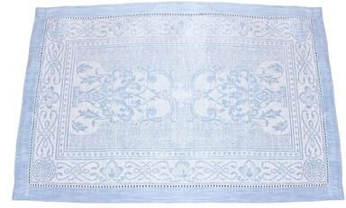 French Home Linen Set of 6 Astra Placemats - Ivory and Light Blue