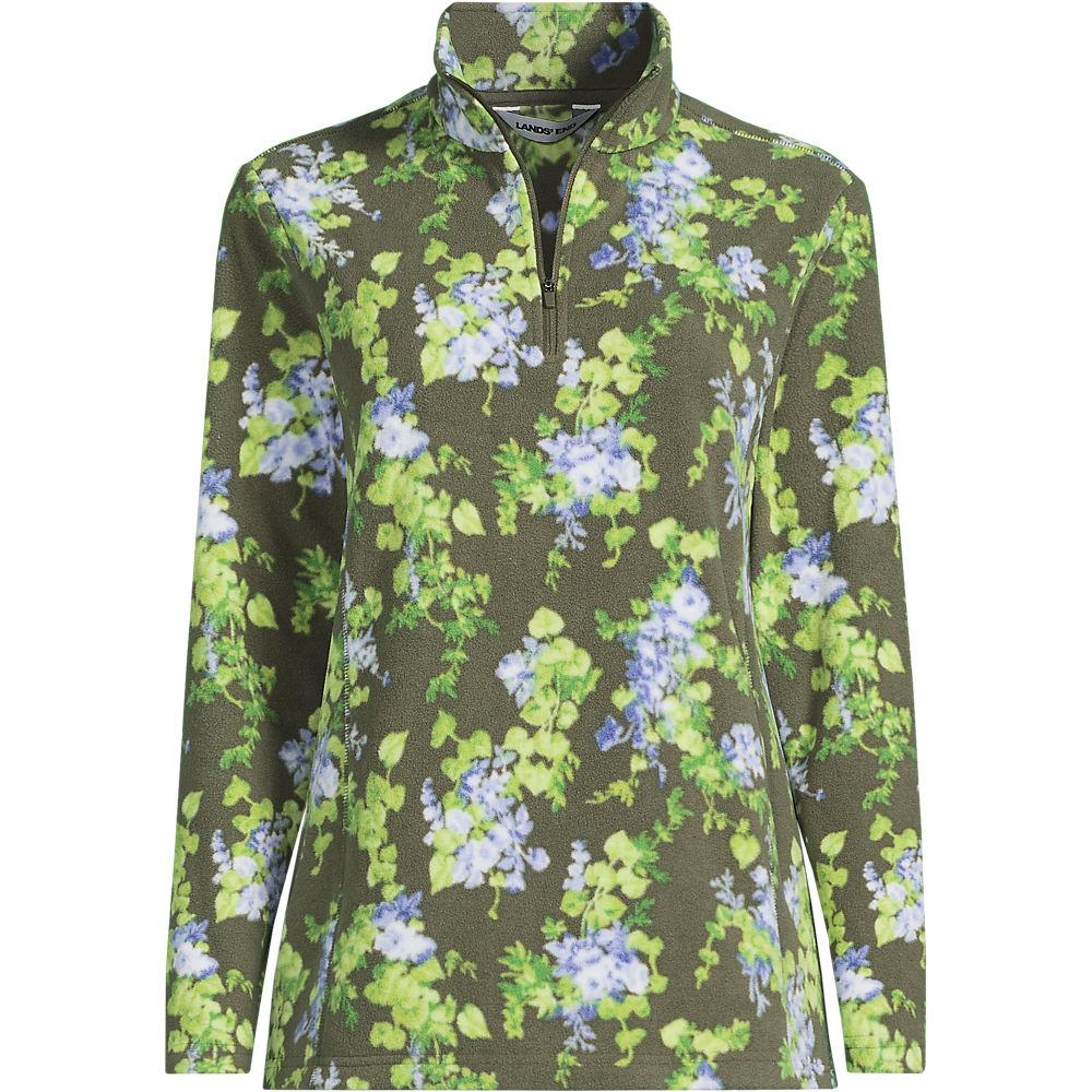 Gemusterter Fleece-Pullover mit Reißverschluss für Damen, Damen, size: regular, Grün, Polyester, by Lands' End