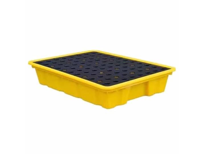 Modulare Auffangpalette for verschüttete Flüssigkeiten mit Abfluss, 2000 Pfund Fassungsvermögen, gelb-schwarzes Tablett, 1 Stück(49x35x9cm)