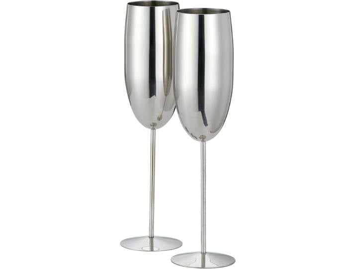 Edelstahl Sektgläser Flute Silber 2er-Set