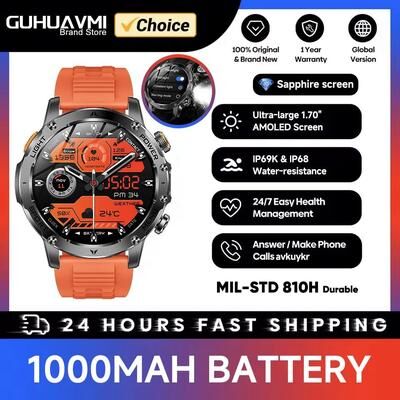 Inspire Select 2025 Military GPS Smart Watch 1000mAh AMOLED Bluetooth Call Fitness Tracker orange 1000mah Bty 60 Days
