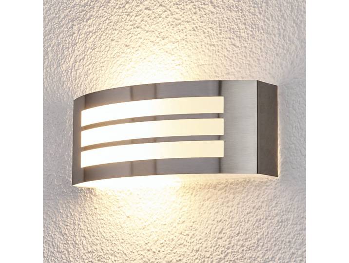 Raja Striped Außenwandleuchte Stainless Steel - Lindby - Balkon - Modern - Edelstahl - Eckig