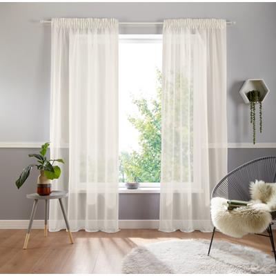 Gardine OTTO HOME "Ari, 1 Stück, Multifunktionsband, transparent" Gr. 1, weiß (creme), B:140cm H:145cm, Voile, Polyester, Gardinen, Gardine, Bestseller mit 4,5-Sterne-Bewertung