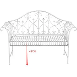 HTI-Living, Gartenbank, Metall Gartenbank Weiss romantisch nostalgisch