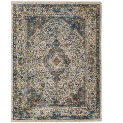 KADIMA DESIGN Teppich im Vintage-Stil | Recyceltes Polyester | Medaillon-Design | Fußbodenheizung geeignet | 120x160cm