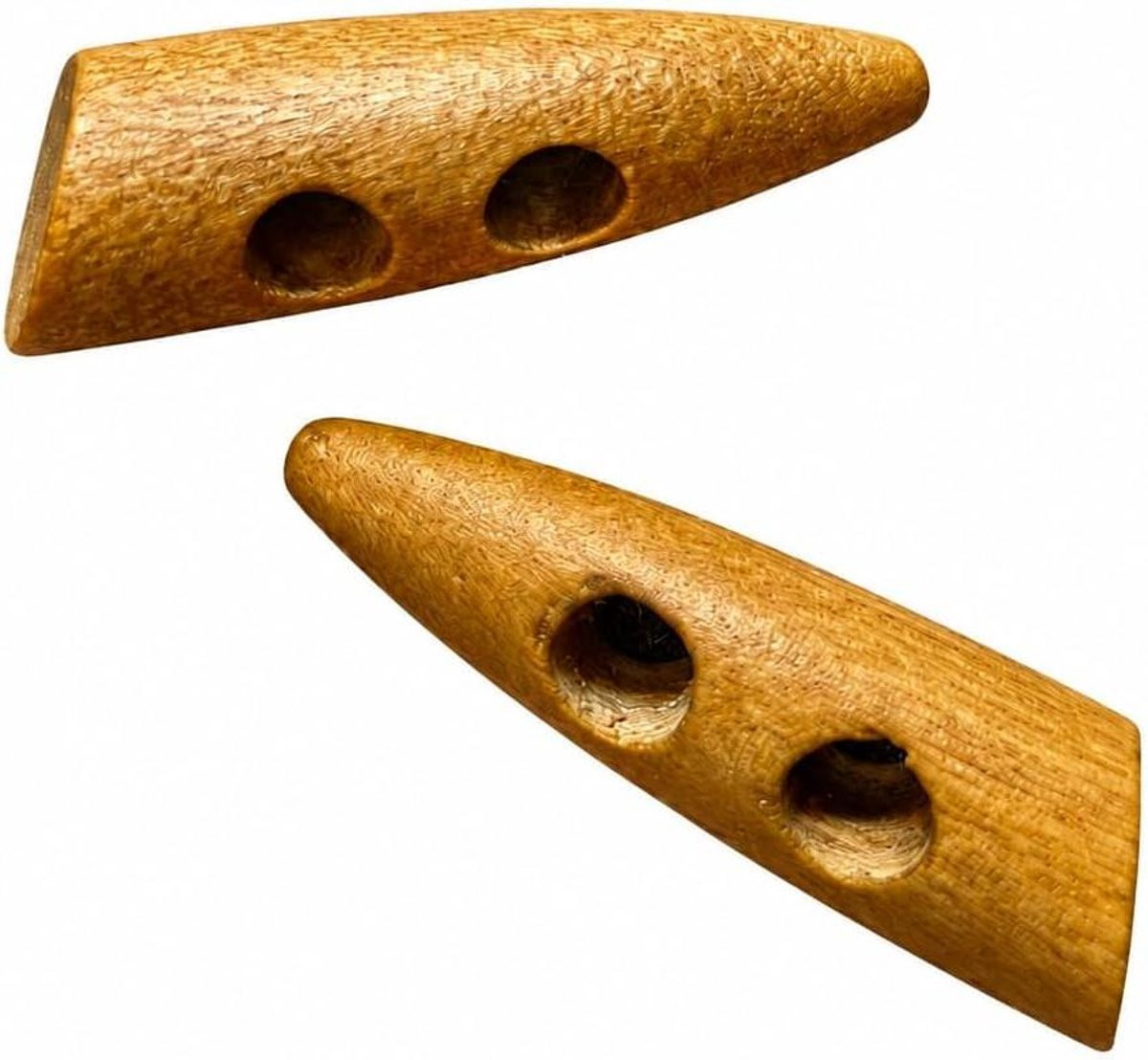 Houten Knevelknoppen Koffiebruin - Langwerpige Mantelknopen voor Kleding - 45 mm