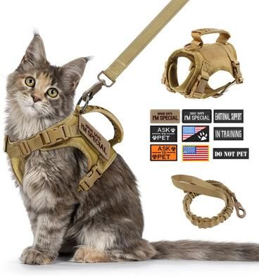 Uplift Treasures Tactical Cat Harness And Leash Set brown 11 Pieces