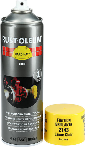 Couche de finition Hard Hat Ral-couleurs jaune zinc RAL 500 ml RUST-OLEUM 2143 Jaune zinc