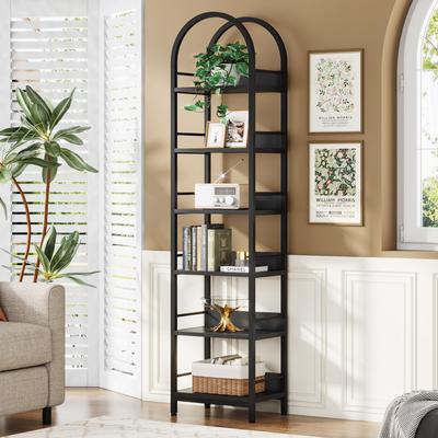 Bluebell "6-Tier Open Bookshelf, 78.7"" Tall Arched Display Shelf Rack, Brown"
