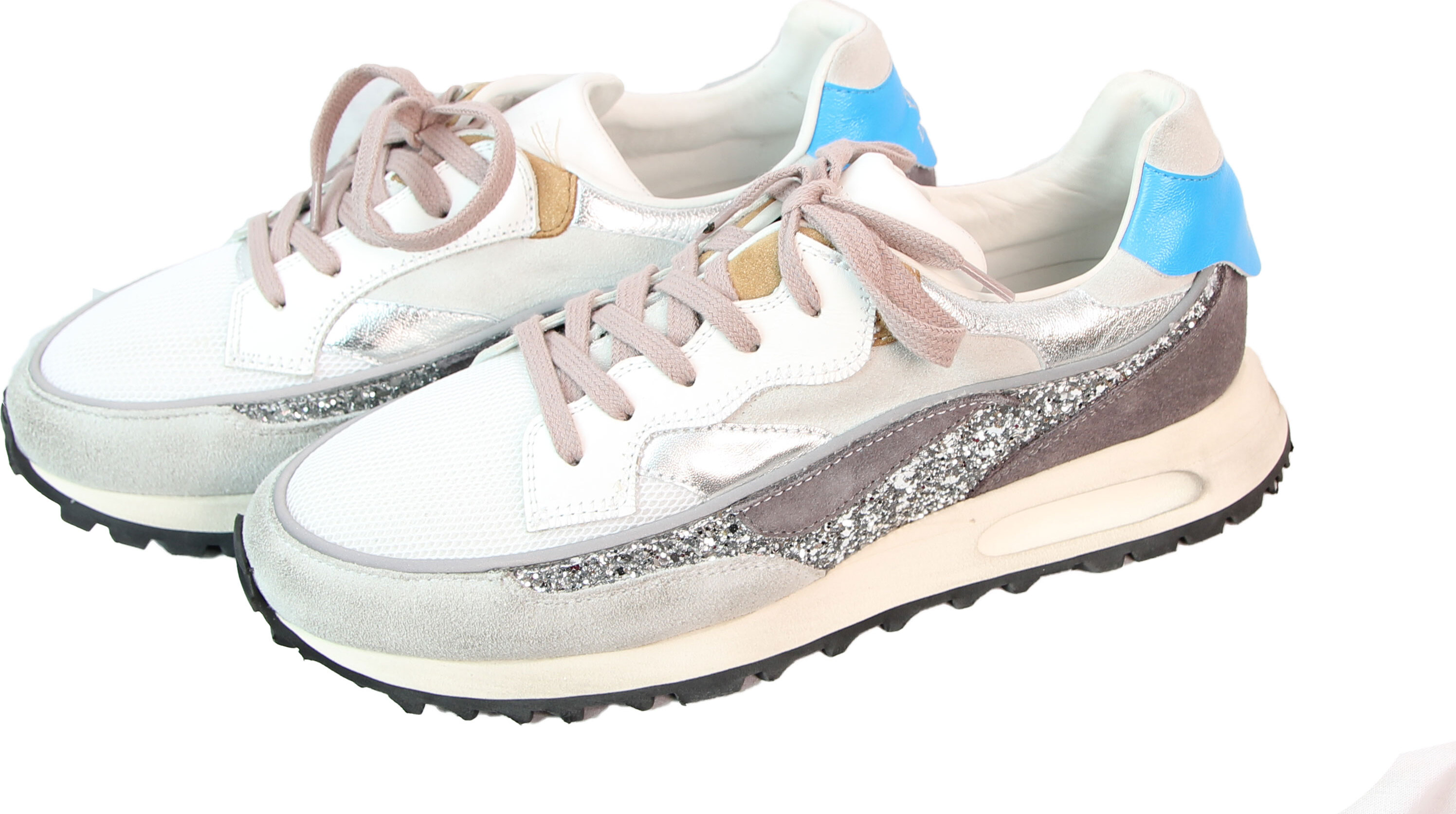 Hidnander Threedome Damen Sneaker Laufschuhe Sport grau Glitzer Grösse 41