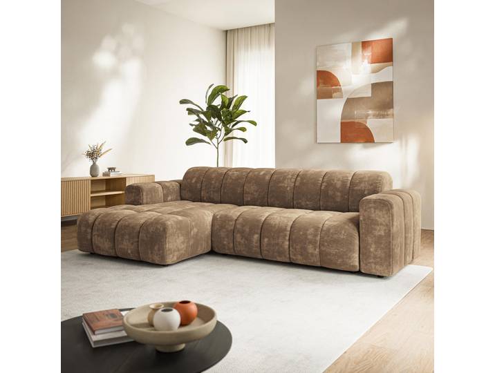 Masseno Ecksofa SETIA, Sofa L-Form, Moderne Eckcouch für Wohnzimmer - Beige, LUMO 30