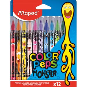 Maped Filzstifte Color Peps Monster, 845400, Strichbreite 2,8mm, auswaschbar, 12 Stück
