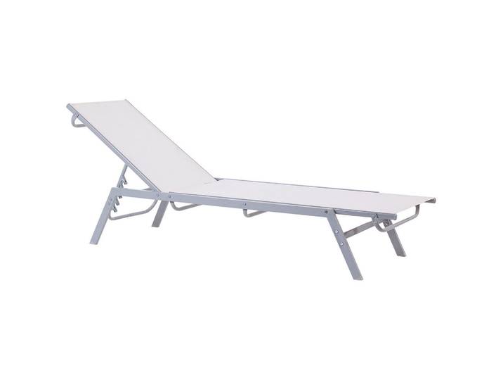 Beliani Gartenliege Weiß Noli, Metall, 53x32x154 cm, Gartenmöbel, Gartenliegen