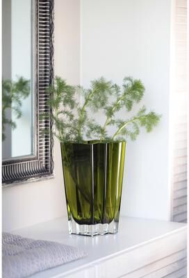 "Barski Chevron Vase- 6"" Height- Green - 6"" Height"