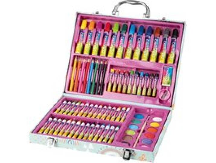 CRELANDO® Mallette de peinture pour enfants, 76 pièces. (arc-en-ciel)