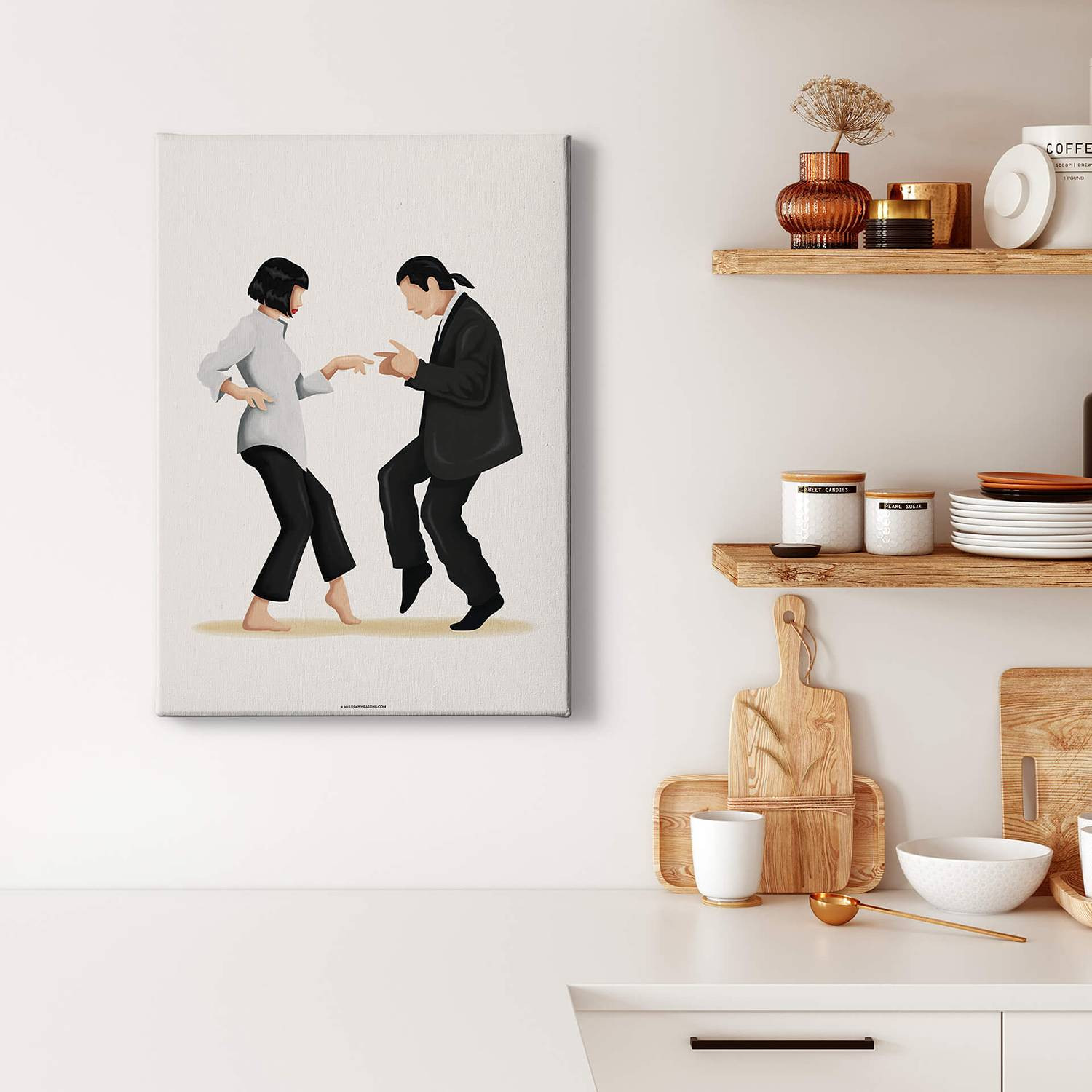 home24 Pulp Fiction wanddecoratie, wit/multicolor, 50 x 70 cm