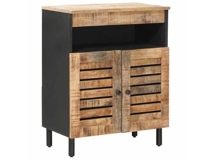 HKQWPBF Stauraumschrank Natur 60 x 33 x 75 cm Massivholz Mangoholz Messingknöpfe,braunes Finish,klare Linien,Mediensammlung,Bücher,Deko,trockenes Tuch