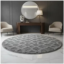 Teppich Hochflor TALFER in Grau, geometrisch, Ø 160 cm