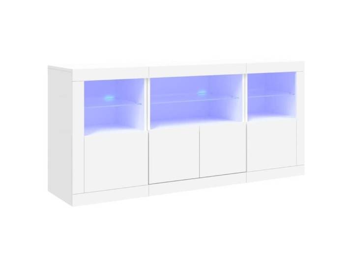 Buffet avec lumières LED blanc 142 5x37x67 cm - Meuble de salon - Contemporain - Design - Porte(s) - Buffet bas