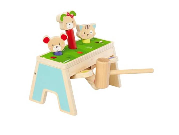 Eichhorn – Pop Up Klopfspiel Friends mit 3 bunten Spielflächen und Holzhammer, lustiger Überraschungseffekt für stundenlangen Spielspaß, 13x19 cm groß, aus 100%FSC zertifiziertem Birkenholz, ab 1 Jahr