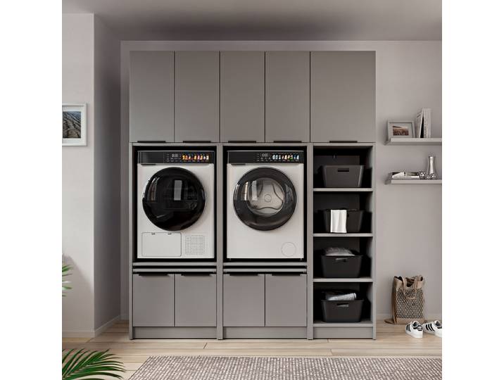 Set de buanderie F 220cm Gris/Gris mat