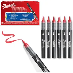 Sharpie, Marker, - Creative Marker Acrylic Paint Pens - Brush Tip Water-Based Paint Markers - Red - 6 Cou... (6x)