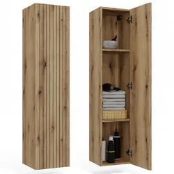 HÄNGENDER BADEZIMMER-HOCHSCHRANK REGAL TIGO 1D EICHE EVOKE GERILLTE FRONT