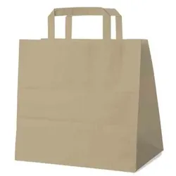 250 Braune Papiertragetaschen 26 + 17 x 25 cm – Einkaufstaschen mit Innenhenkel
