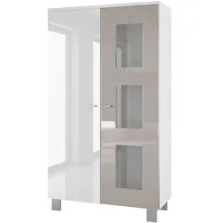 VITRINE Denjo Tür in Sandgrau Hochglanz