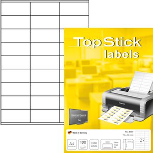 Etiketten A4 70 x 32mm für Drucker 100 Blatt, 2700 Stück