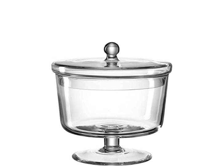 Leonardo Poesia/Ravenne – Boîte sur pied/bol à dessert – Verre transparent – (DxH) 18\,7 x 18 cm – Pièce unique fabriquée à la main