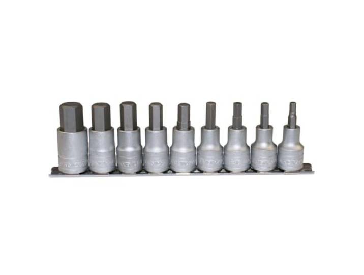Teng M1212 1/2 Clip Rail Metrische Hex Socket Drive (9 stuks)