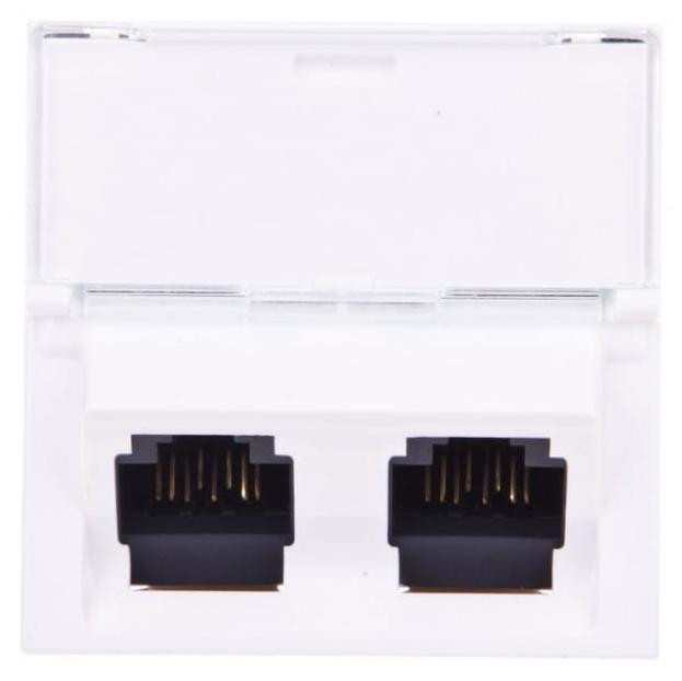 Legrand MOSAIC Dubbele RJ45-connector Cat.6 UTP 2 meter 45 graden wit