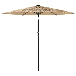 Helloshop26 - Gartenschirm mit Stahlstange 223 x 223 x 213 cm Sonnen- und Regenschutz modernes Design braunes Polyester