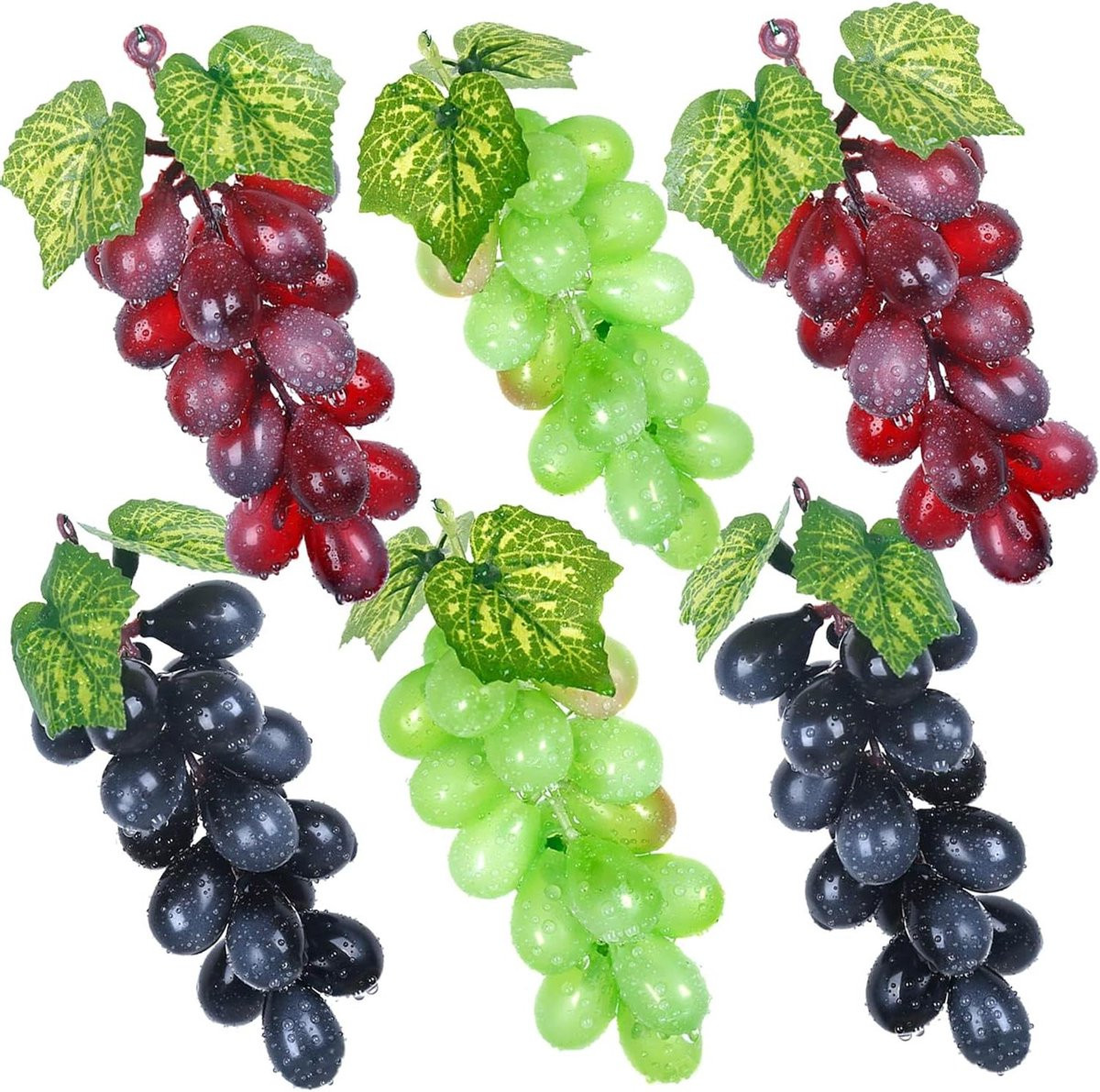 Kunstdruiven Decoratie Groen - 6 Trossen - Natuurgetrouw Nepfruit voor in de Huiskeuken