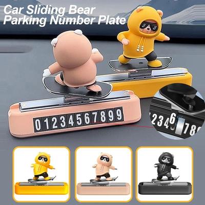 Skateboard Bear Magnetic Parking Number Plate blue No Number