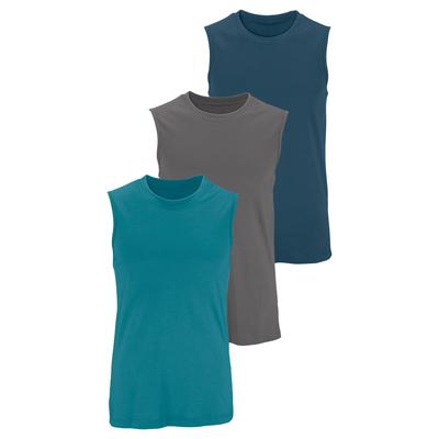 Muscleshirt H.I.S "Unterziehshirt, Unterhemd für Herren", Herren, Gr. 5M, grün (dunkelpetrol, dunkelgrau, petrol), Single Jersey, Obermaterial: 100% Baumwolle, unifarben, Basic, figurbetont normal, Rundhals, Shirts, unifarben, Rundhalsausschnitt,...