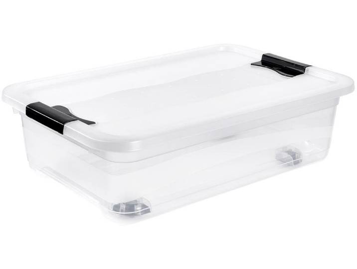 Organizer KEEEPER konrad , transparent, B:39,5cm H:18cm T:59,5cm, Kunststoff, Aufbewahrungsboxen, Organizer, Aufbewahrungsbox, 28 L, mit Rollen, Deckel, Schiebeverschluss
