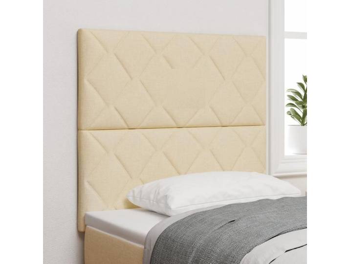 Moderne Tête de lit Chambre/Meuble de tête de lit - Design Blocs en Diamant Crème 100 cm Tissu Tête de lit Chambre/Meuble de tête