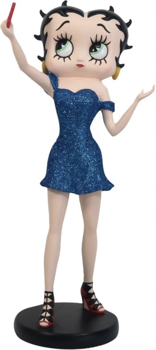 Betty Boop Selfie Beeldje met Blauwe Glitter Jurk