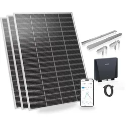 SUNSHARE Ray Lite 600 W Balkonkraftwerk, 3x 200 W N-TOPCon Solarmodule, 800 W Mikro-Wechselrichter, 3 Balkonhalterungen