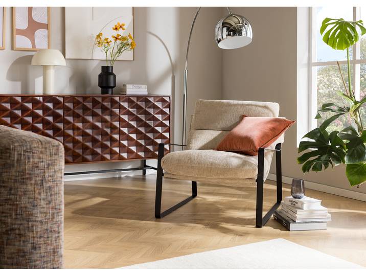 Loungesessel Rusele Beige/Beige Chenille Ipek 76 x 76 x 81cm