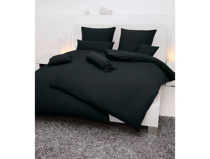 Kissenbezug JANINE PIANO 0125 31 80x80 , schwarz, B:15cm L:40cm, Mako-Soft-Seersucker, Seersucker, Kissenbezüge, Kissenbezug, mit Reissverschluss