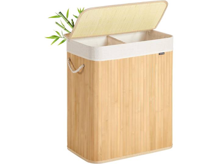 Wäschekorb 100L Bambus 2-Fächer naturfarben