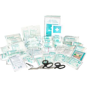 Leina-Werke Erste-Hilfe-Nachfüllset Feuerwehr & Krankenwagen, mit Schlauchverband, Schere, Pinzette & Meldeblock, DIN 14142