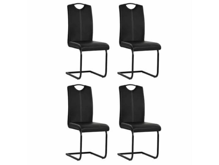 HGPOTUY Freischwinger 4 STK Schwarz Kunstleder Stahlgestell Stabil, Schaumstoff Gepolstert, Esszimmerstuhl, 110 Kg Belastbar