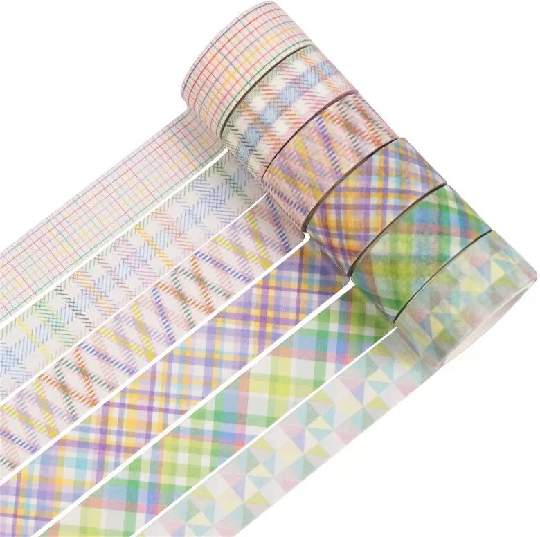 INF Gestreiftes Plaid Washi Tape Set 12 Rollen Mehrfarbig 1