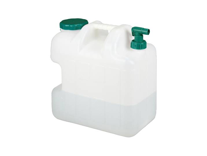 Wasserkanister mit Hahn Weiss-Dunkelgrün